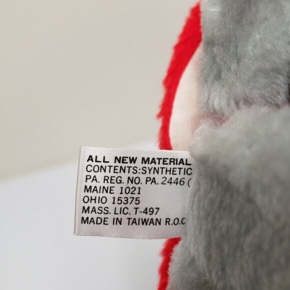 Santas Best 14" Gray Dog Christmas Holiday Stocking Puppet Vintage Rennoc Plush - Picture 4 of 7